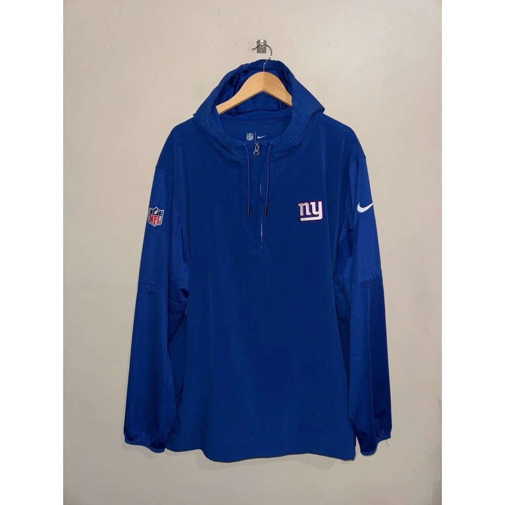 Nike NFL New York Giants Team Issue 1/4 Zip Hooded Windbreaker Jacket Mens 3XL